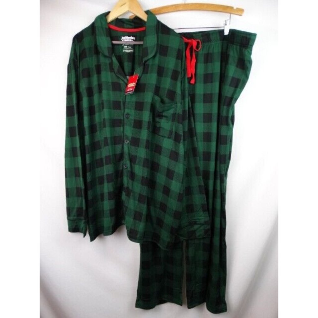 Cuddl Duds Men's Pajamas 3xb Green Plaid Christmas Jammies For Your Families